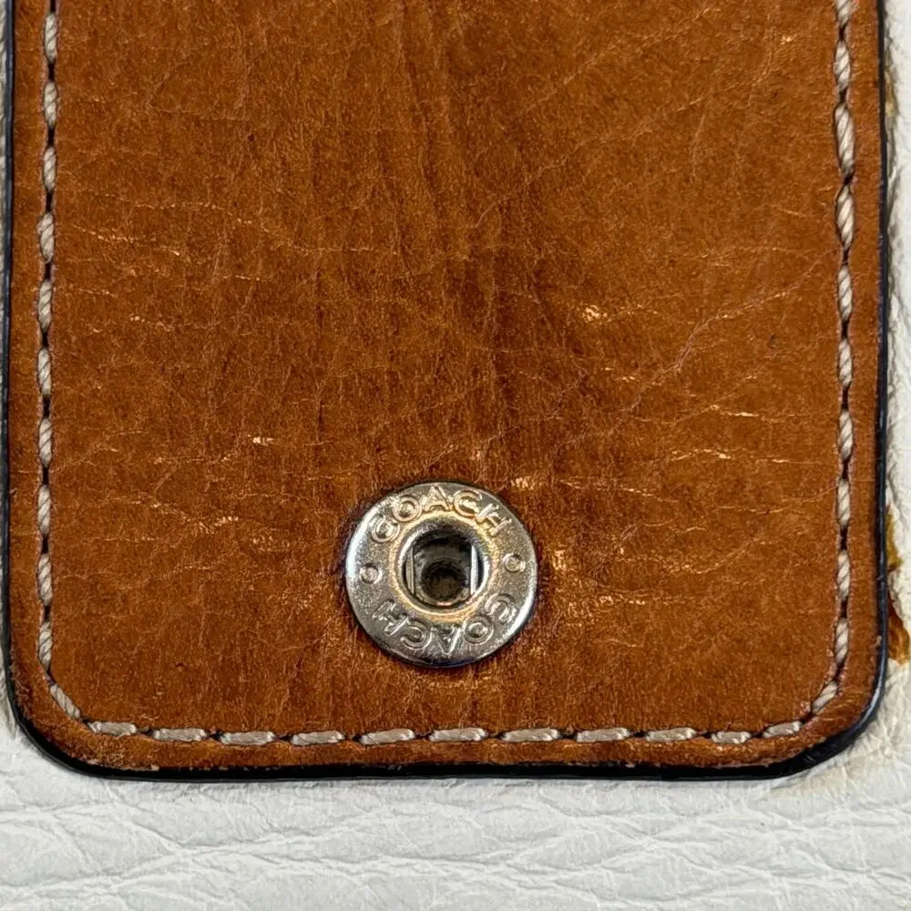 Vintage Coach White Leather Buckle Wallet + Checkbook Cover Set